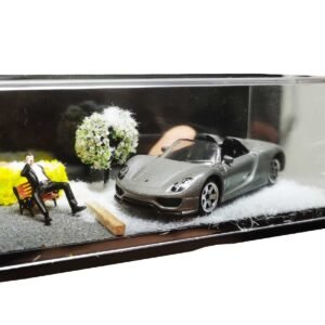 Otypus 1/64 Scale diecast Display Case- Clear Storage Case with Realistic Urban Road Scene for 1:64 Model Cars-winter