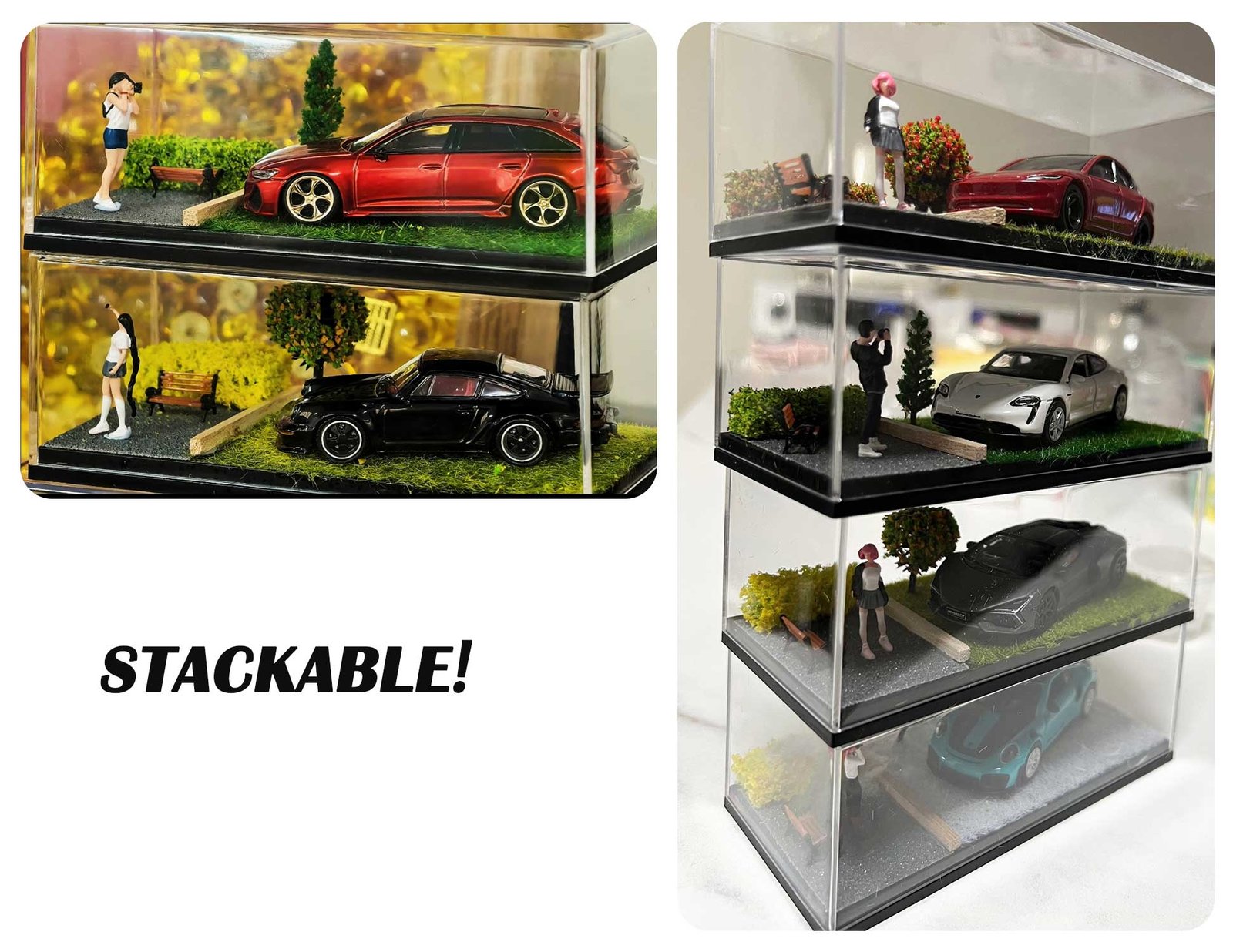 Otypus 1/64 Scale diecast Display Case- Clear Storage Case with Realistic Urban Road Scene for 1:64 Model Cars-Four Season) - Image 5